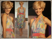 Style "Sprite" Made of fabric from the 50's, 70's and 80's Low cut back and a 50's silhouette this dress celebrates life!