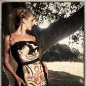 Style "Magical Forest" Vintage Kimono and 1980's Black Satin Floral Brocade Trimmed with Upcycled Organza